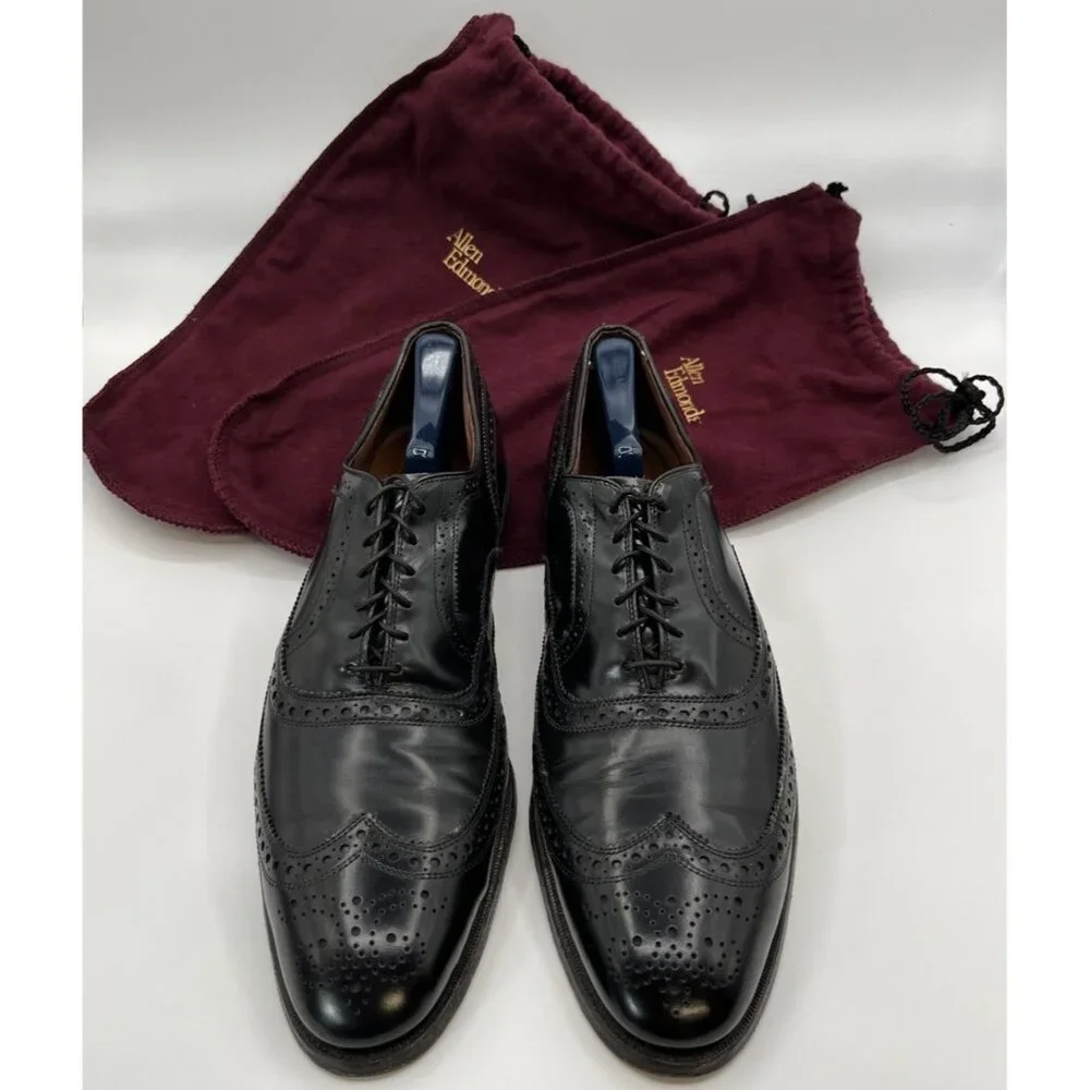 Allen Edmonds McAllister Oxford Wingtip Brogue Black Leather Shoes Size 15AA